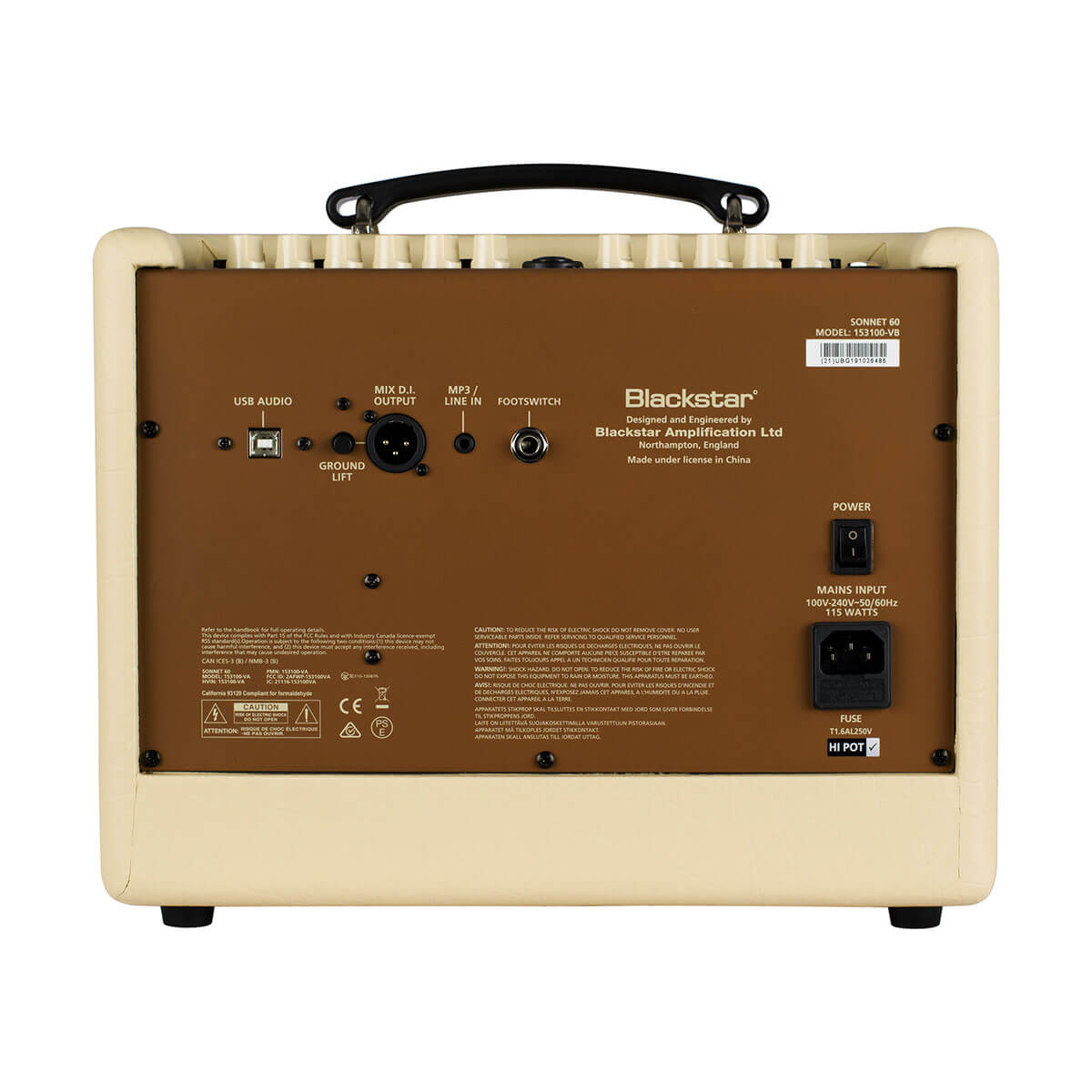 Blackstar Sonnet 60 acoustic guitar amp blonde rear