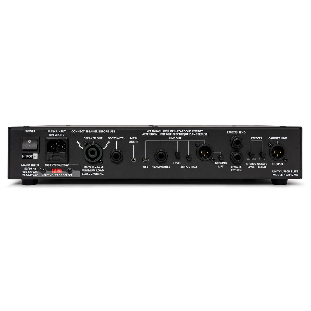 Blackstar Amps Unity Pro 700 Bass head back rear with ports