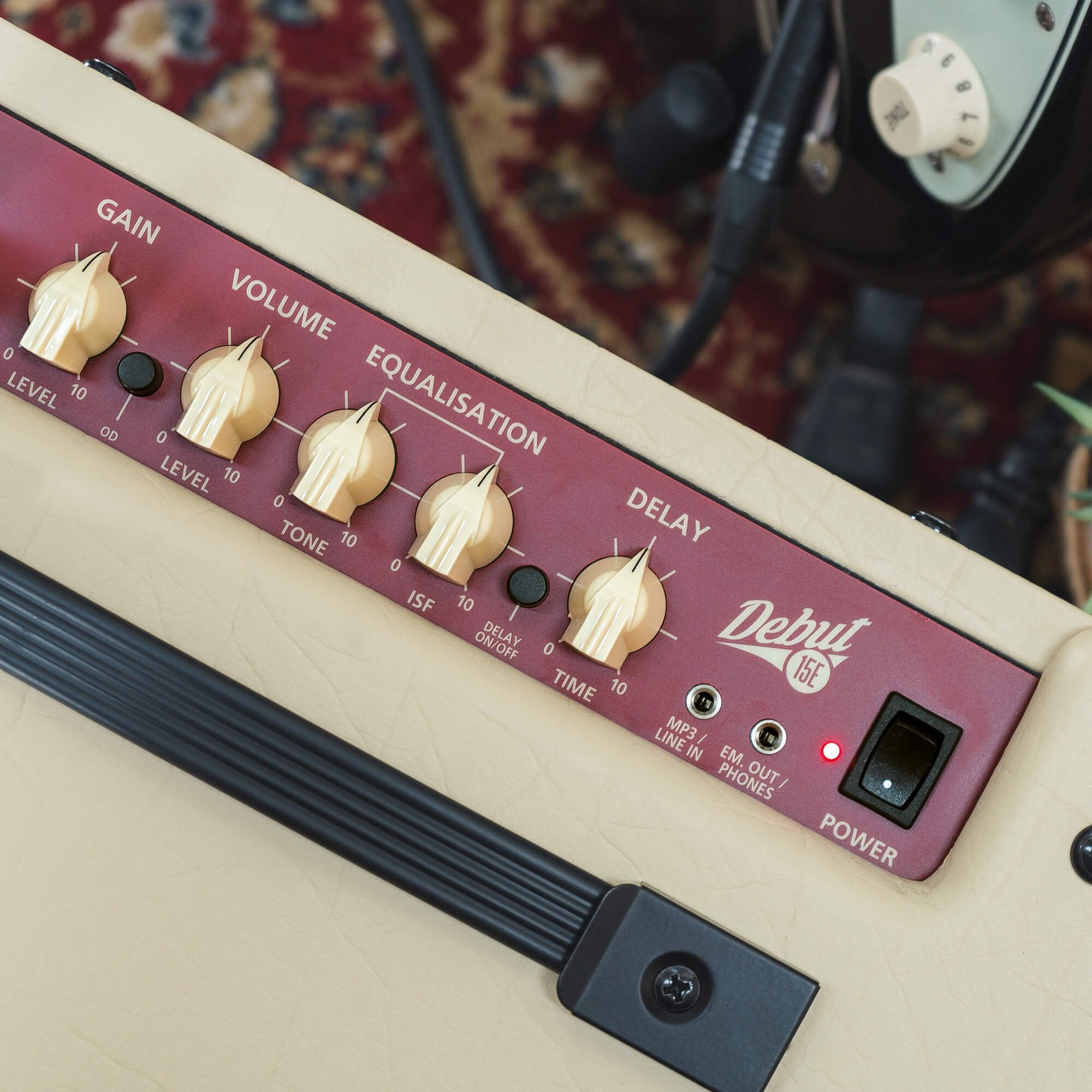 Blackstar Debut 15E guitar amp controls on top