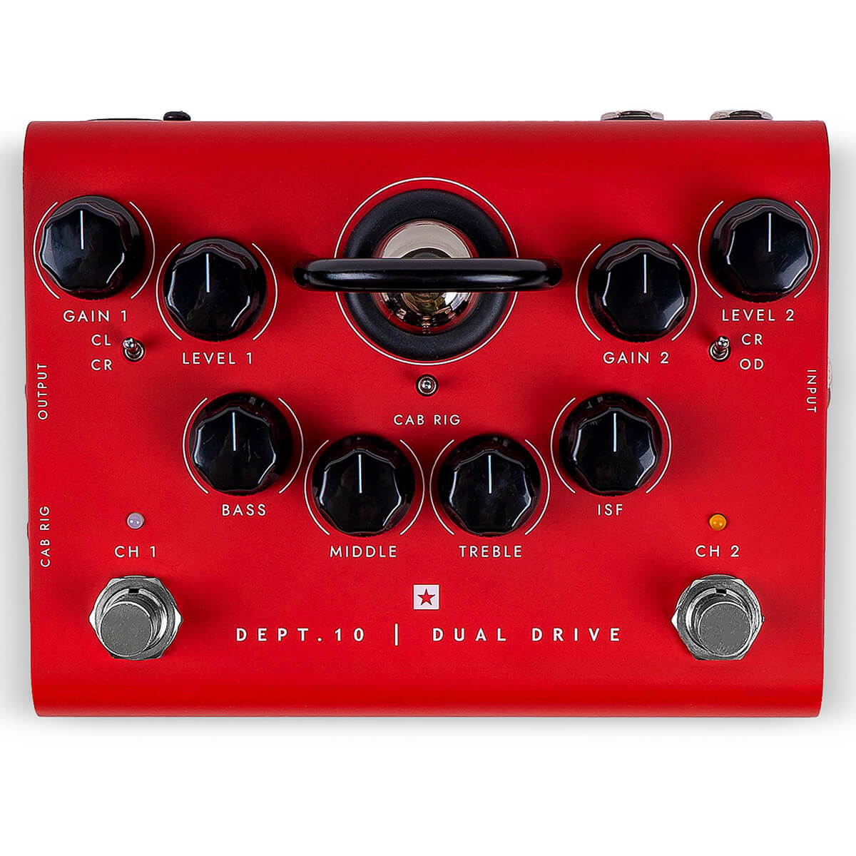 Blackstar Dept 10 Dual Drive guitar pedal front in bold red