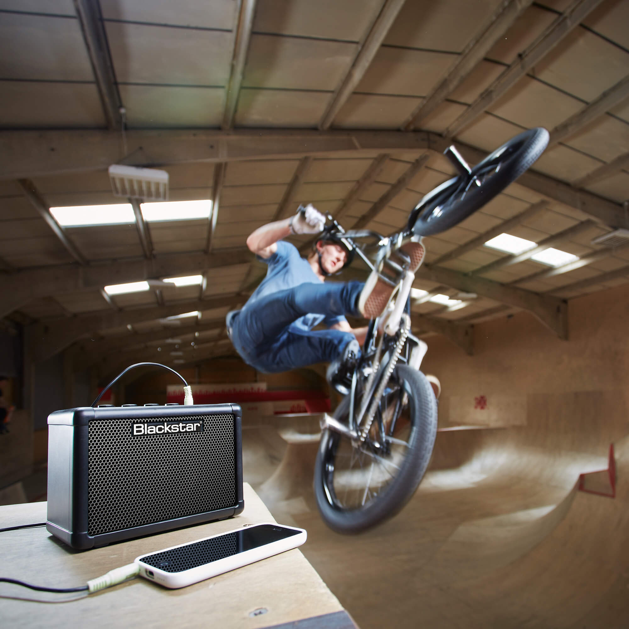Blackstar Amps FLY 3 bass mini amplifier in skate park