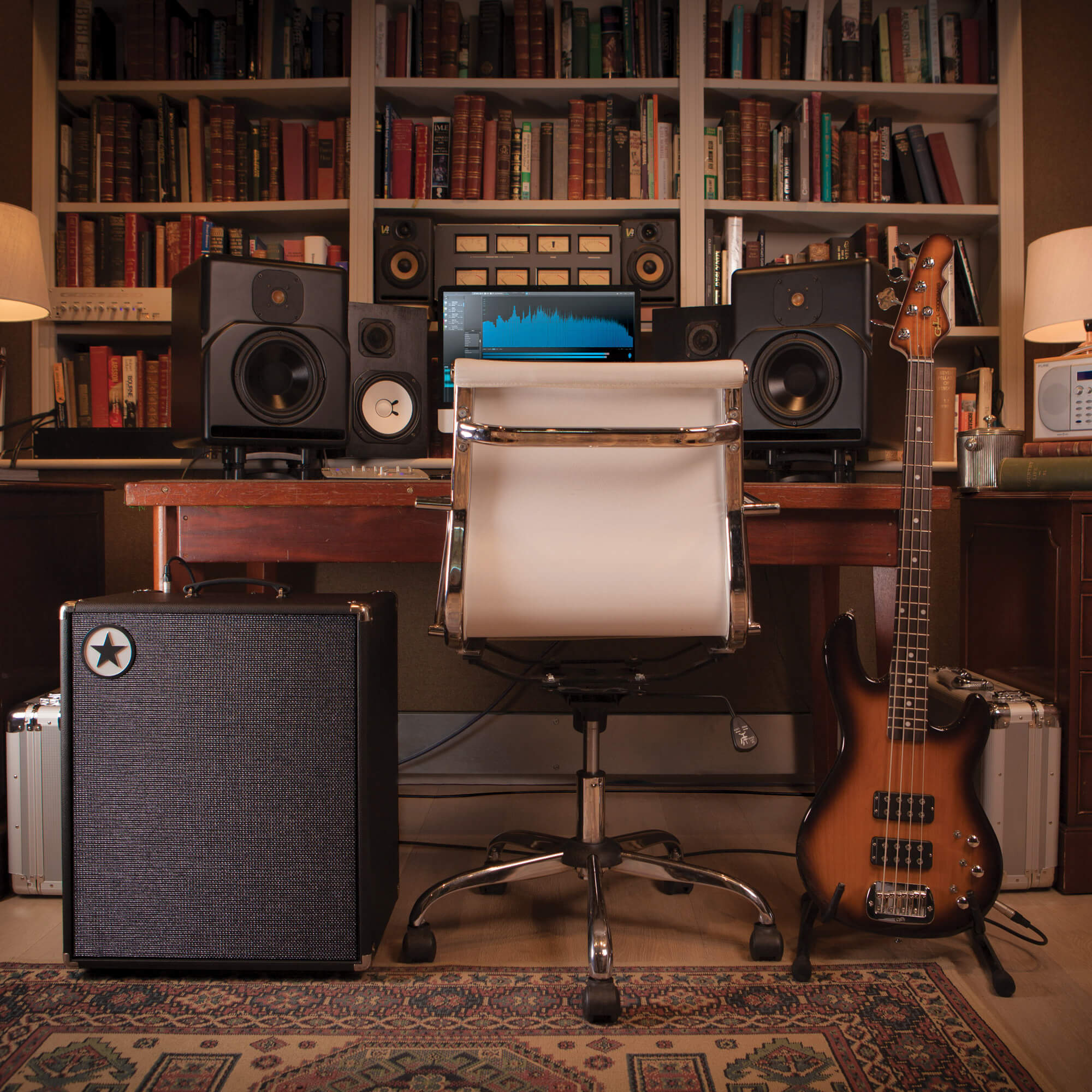 Blackstar Unity 120 bass amplifier cabinet in home recording studio